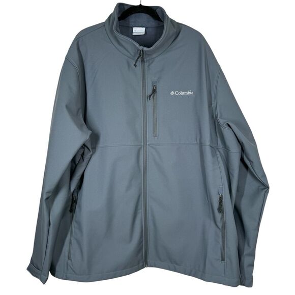 Columbia Men’s Ascender Gray Softshell Full Zip Jacket Coat Size 4XL Tall WM6044